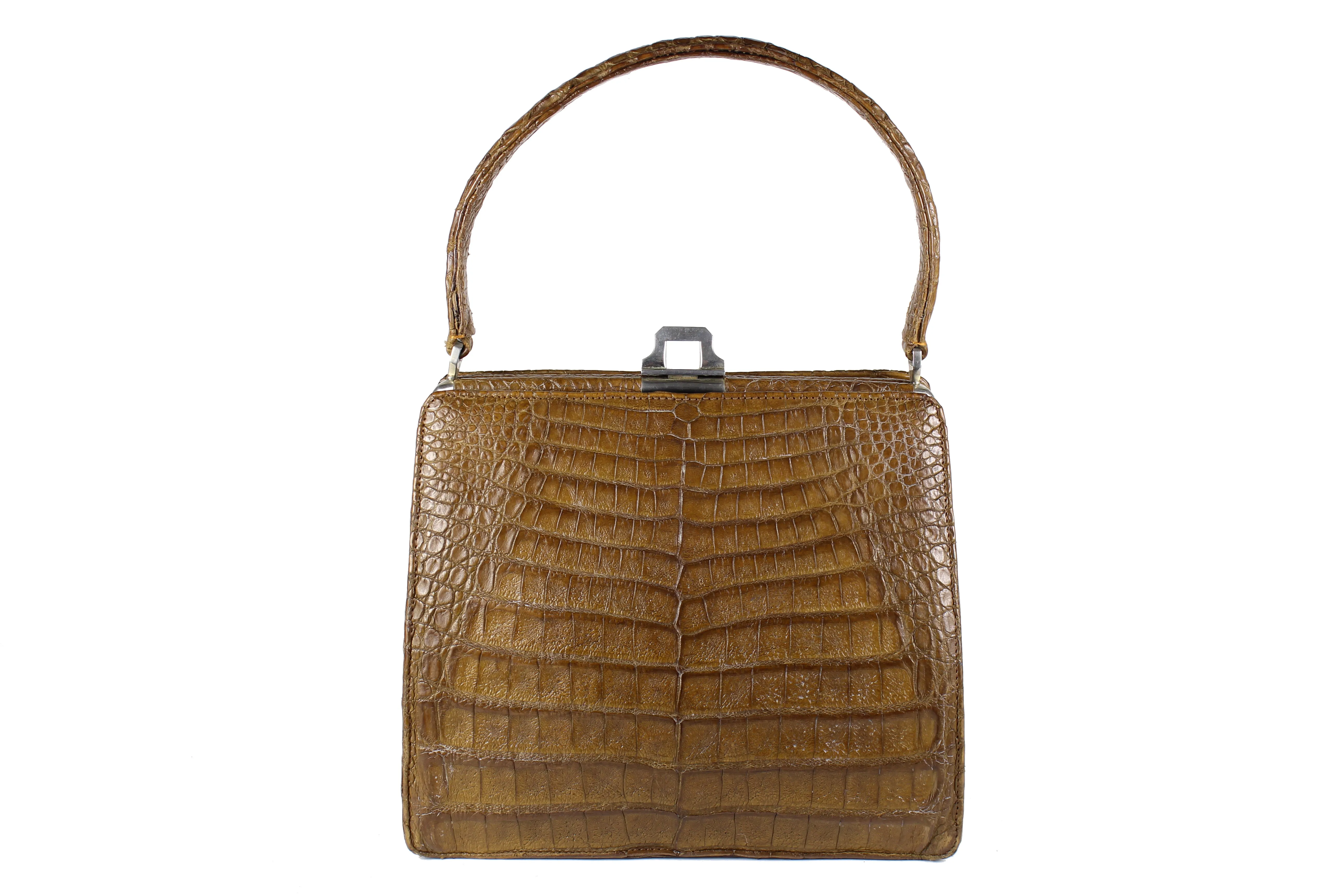 Tobacco colored crocodile handbag