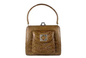 Tobacco colored crocodile handbag