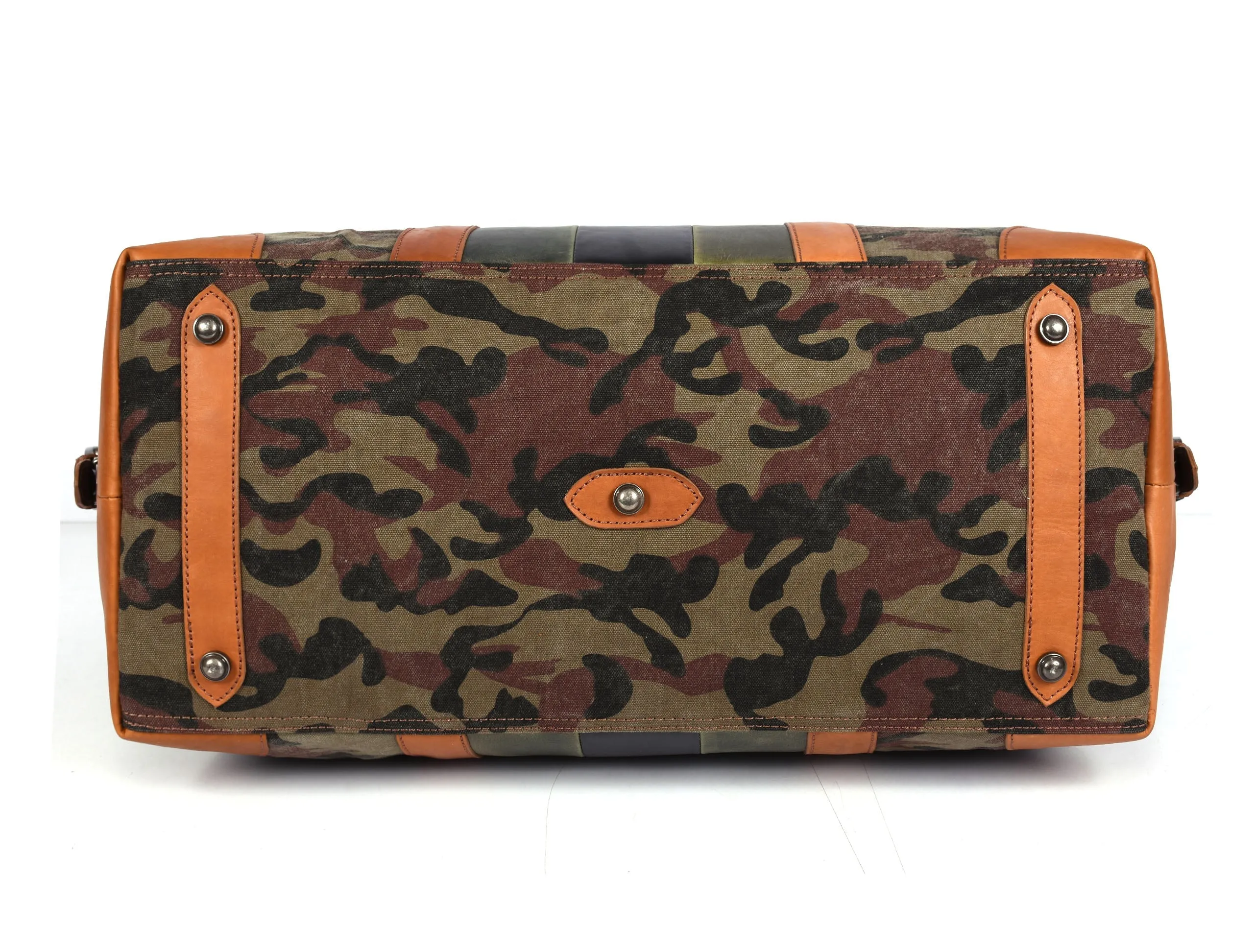 Tolredo Leather Canvas Duffel Bag - Camo Green