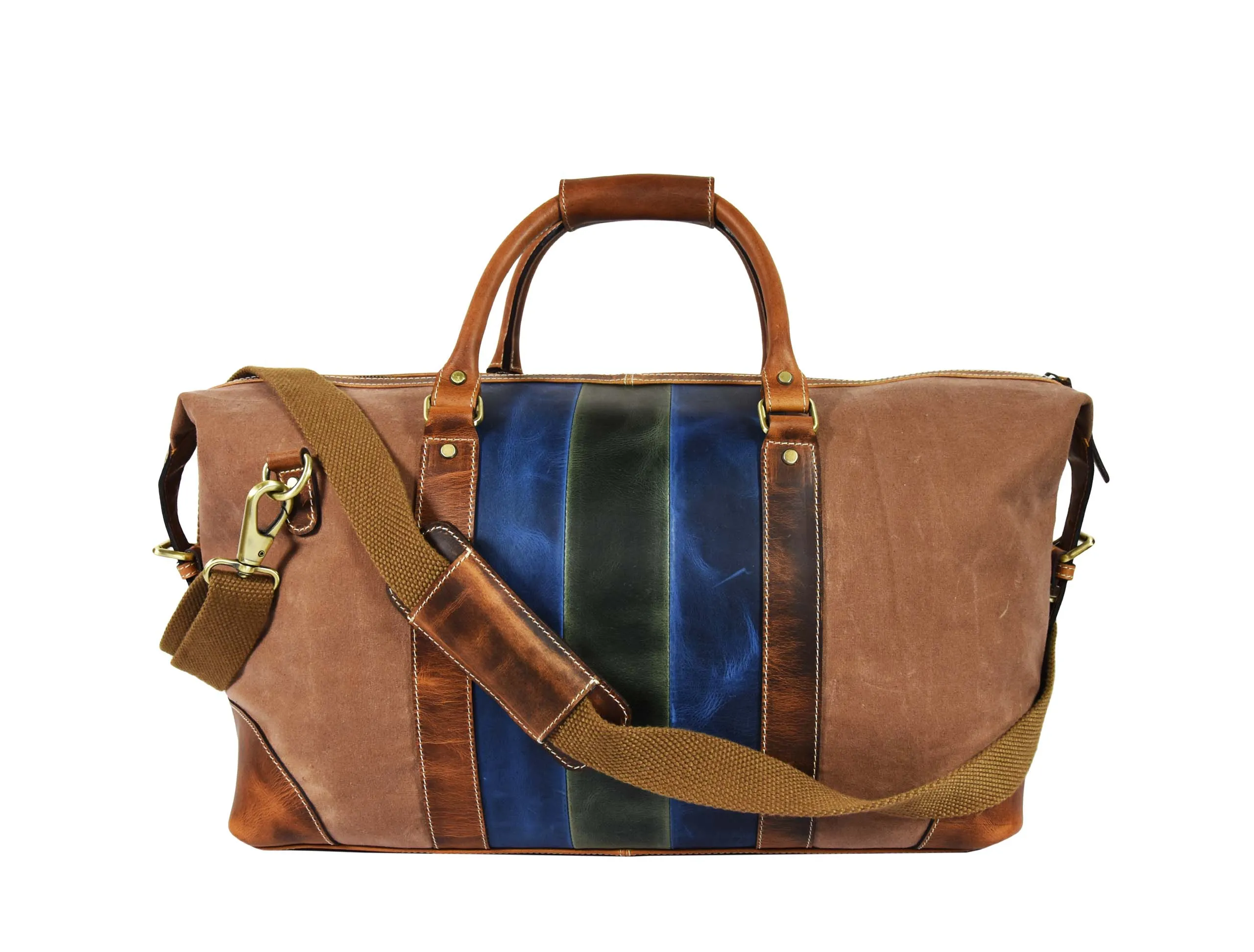 Tolredo Leather Canvas Duffel Bag - Camo Green