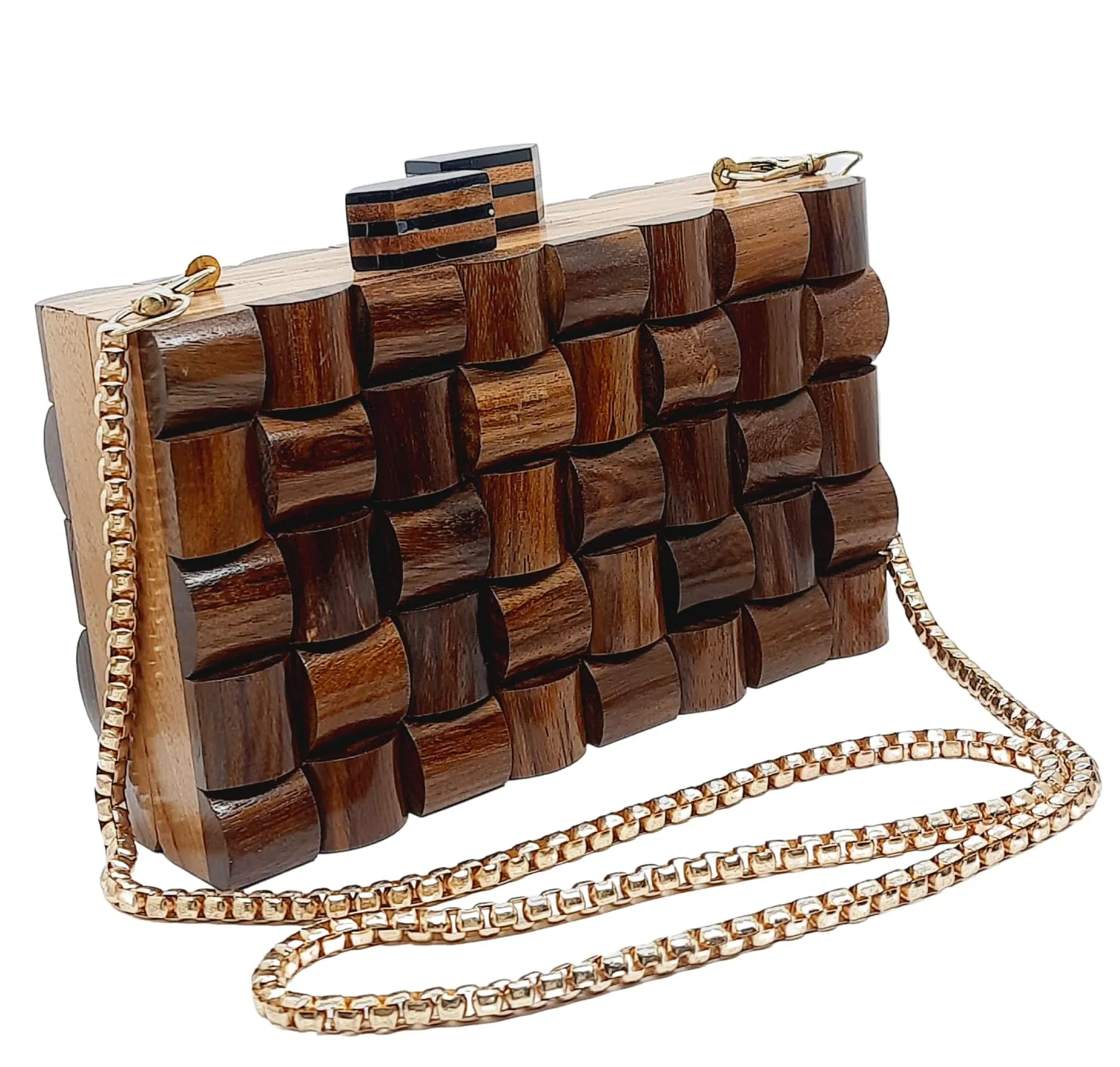 Trend Overseas Handmade Wooden Clutch Purse Bridal Clutch Handbag - Detachable Chain, Perfect for Any Model Cellphone