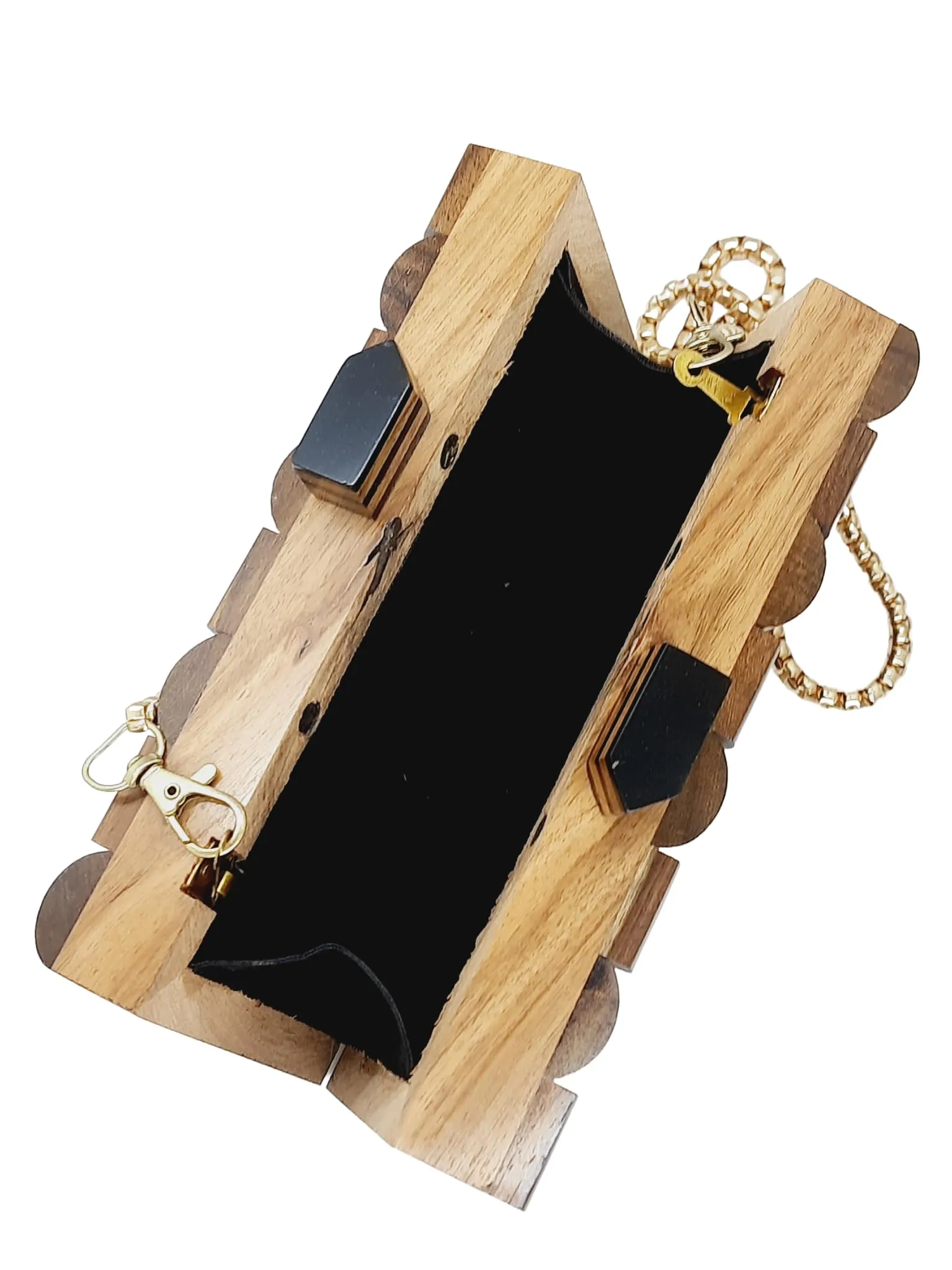 Trend Overseas Handmade Wooden Clutch Purse Bridal Clutch Handbag - Detachable Chain, Perfect for Any Model Cellphone