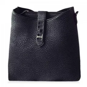 Trendy Solid Color and PU Leather Design Shoulder Bag For Women - Black