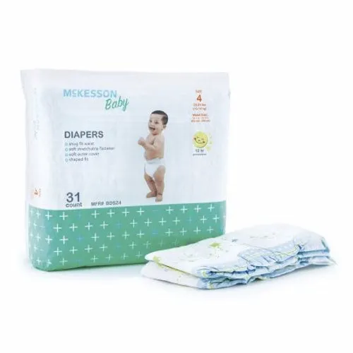 Unisex Baby Diaper McKesson Tab Closure Size 4 Disposable Moderate Absorbency Count of 1 By McKesson