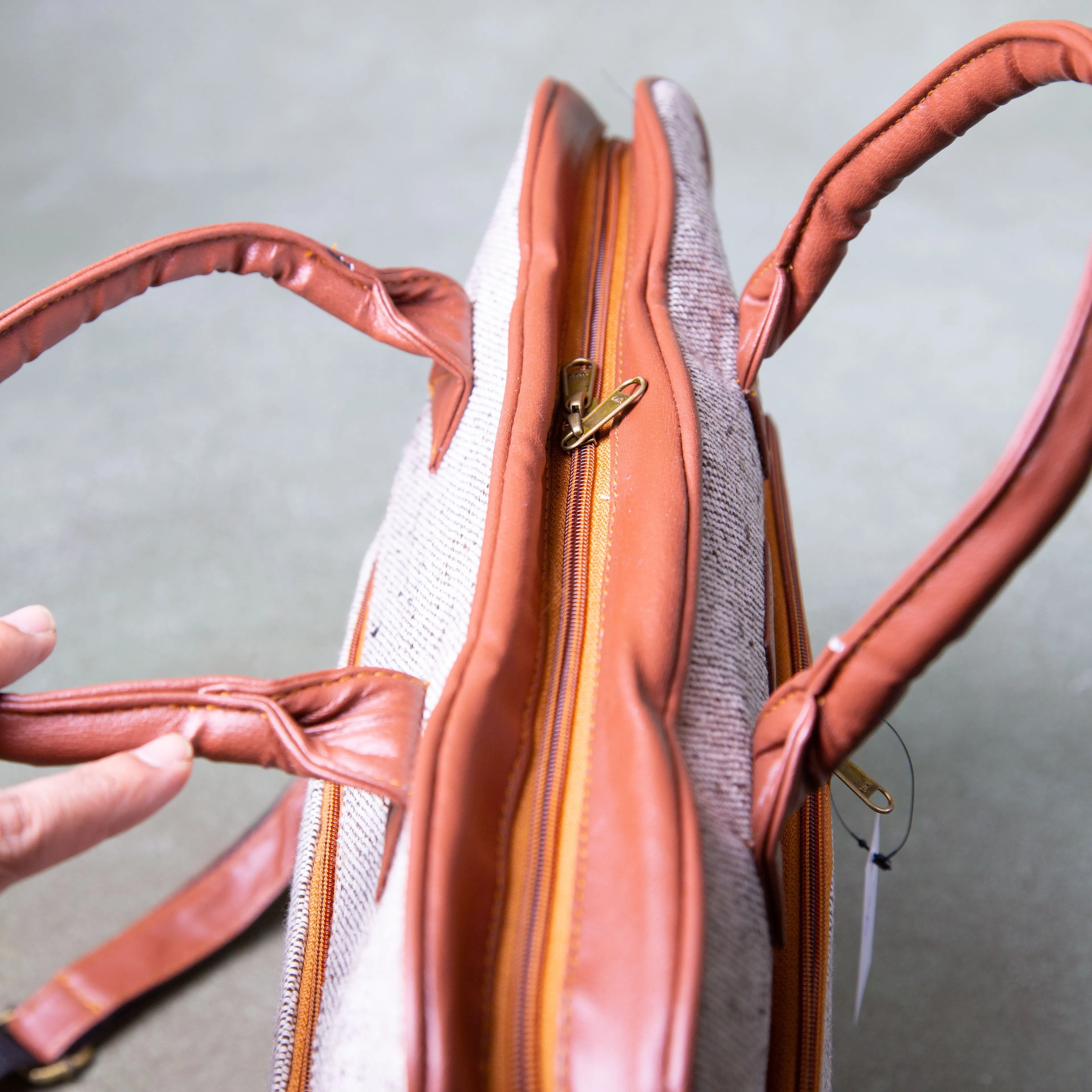 Unisex Laptop shoulder bags Brown with Pink Prints.