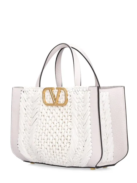 Valentino Garavani   Vlogo Signature crochet raffia tote bag 