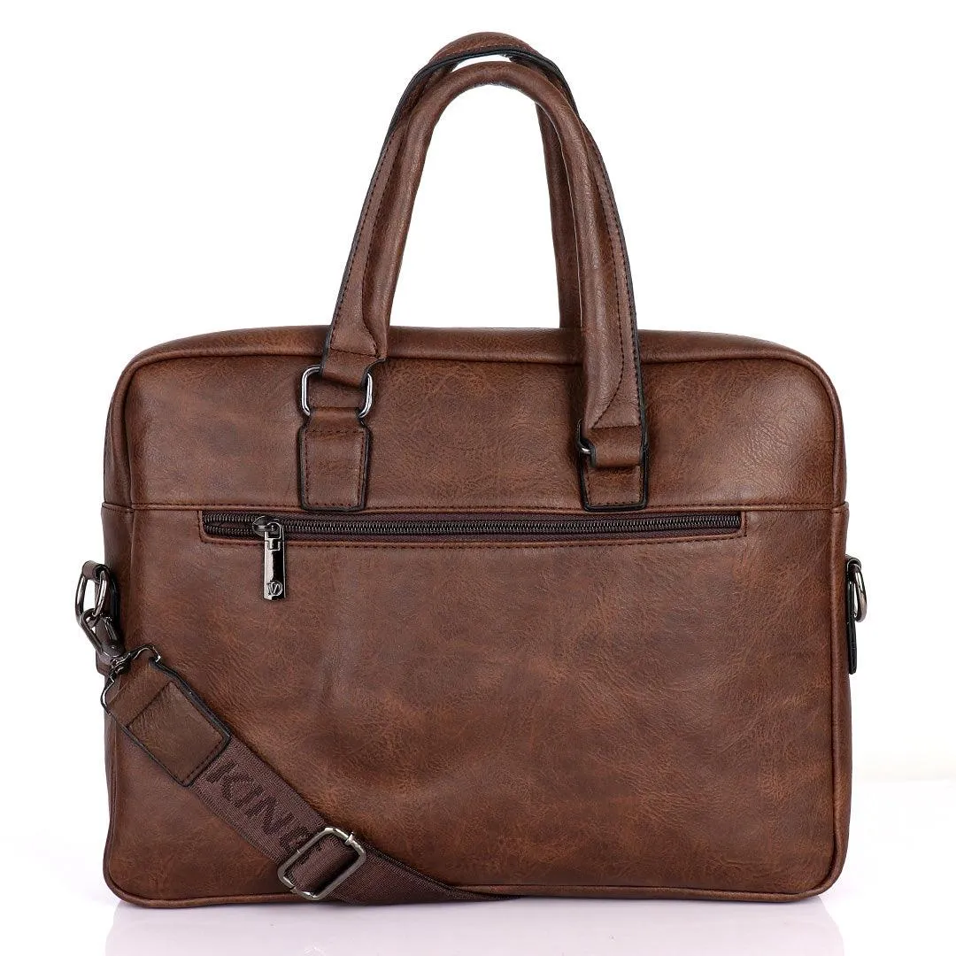 Videng King 2.0 Men's Authentic Leather Laptop Bag- Brown