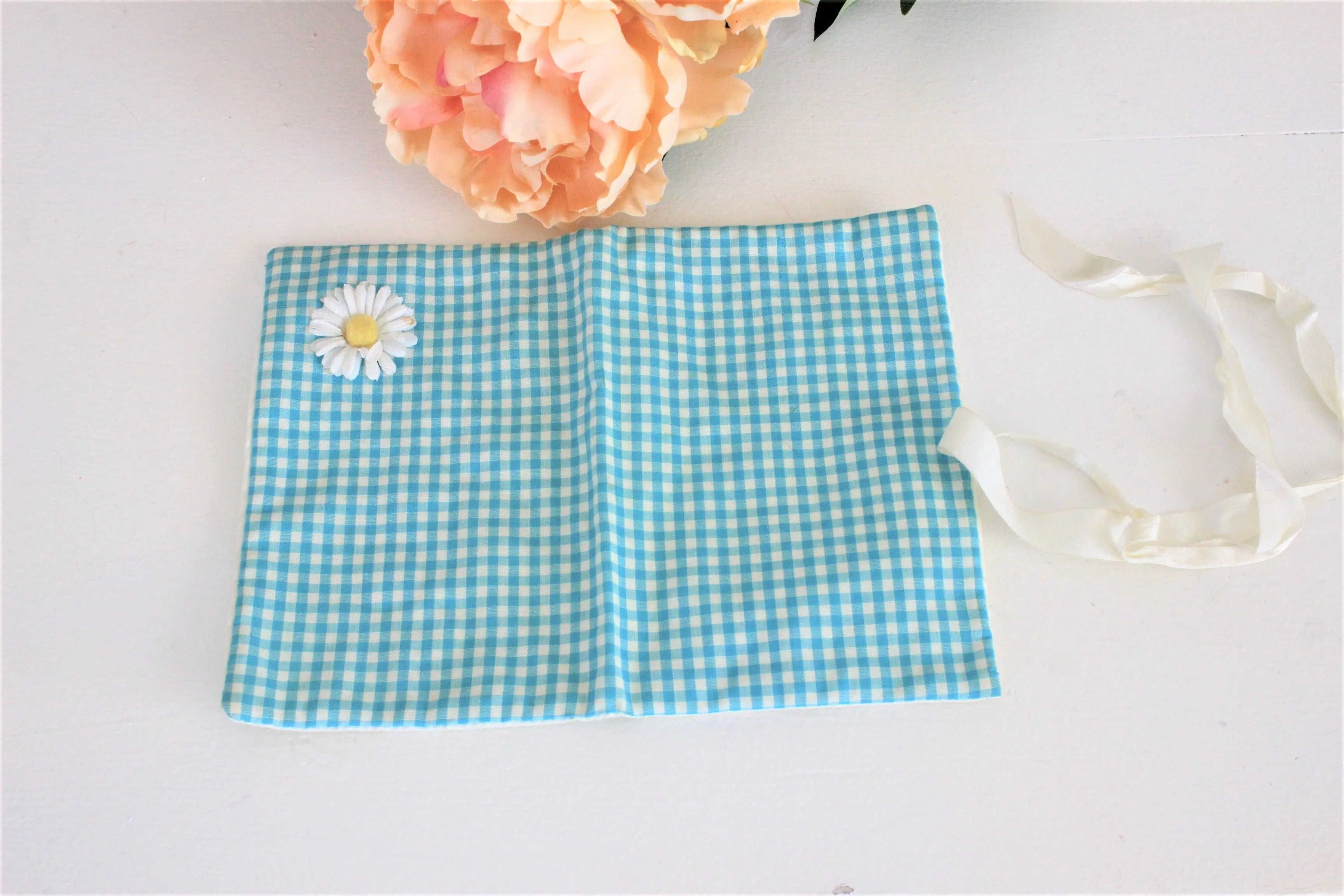 Vintage 1950s 1960s Handkerchief Bag, Gingham