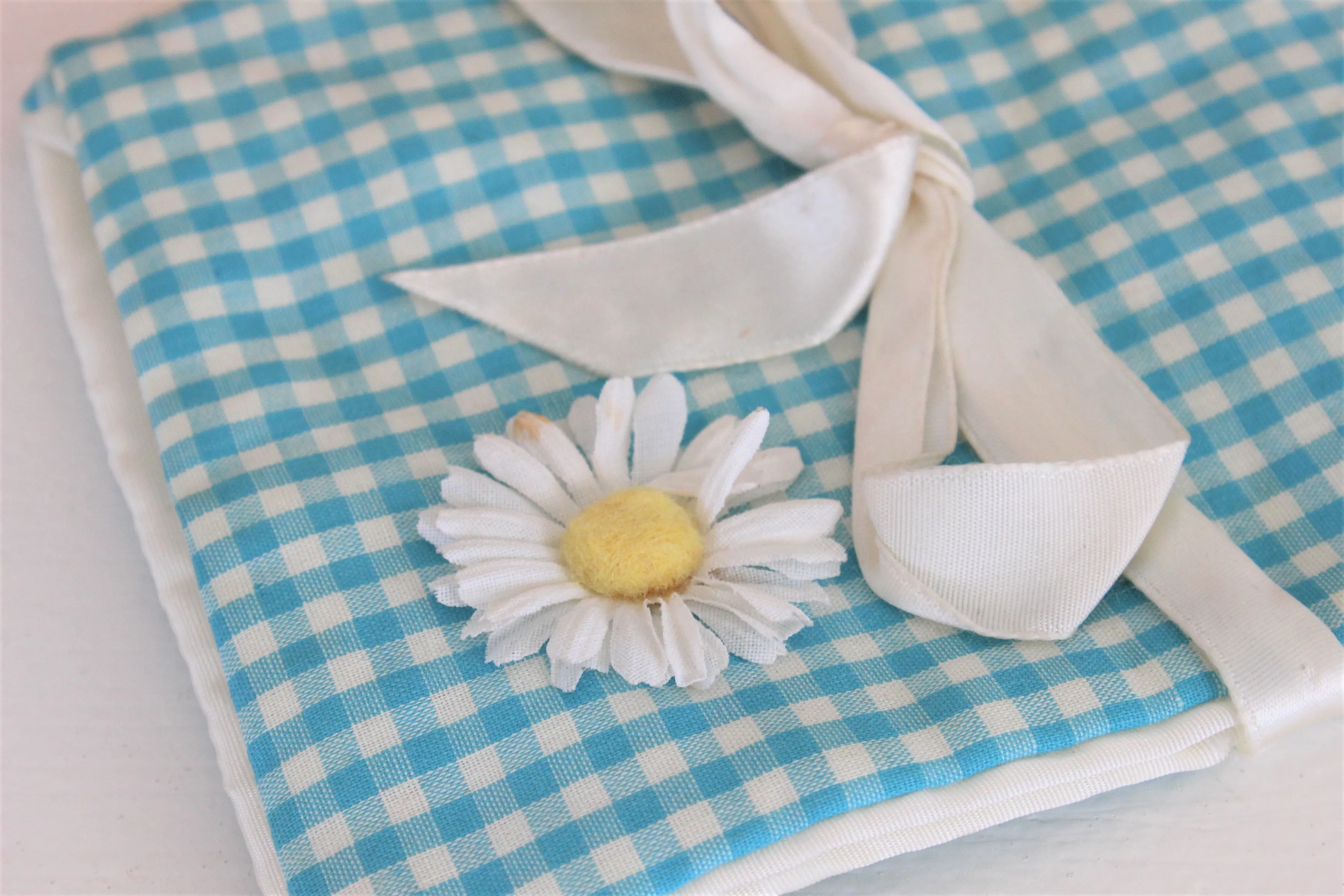 Vintage 1950s 1960s Handkerchief Bag, Gingham