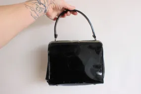 Vintage 1960s Black Patent Leather Purse, JR USA