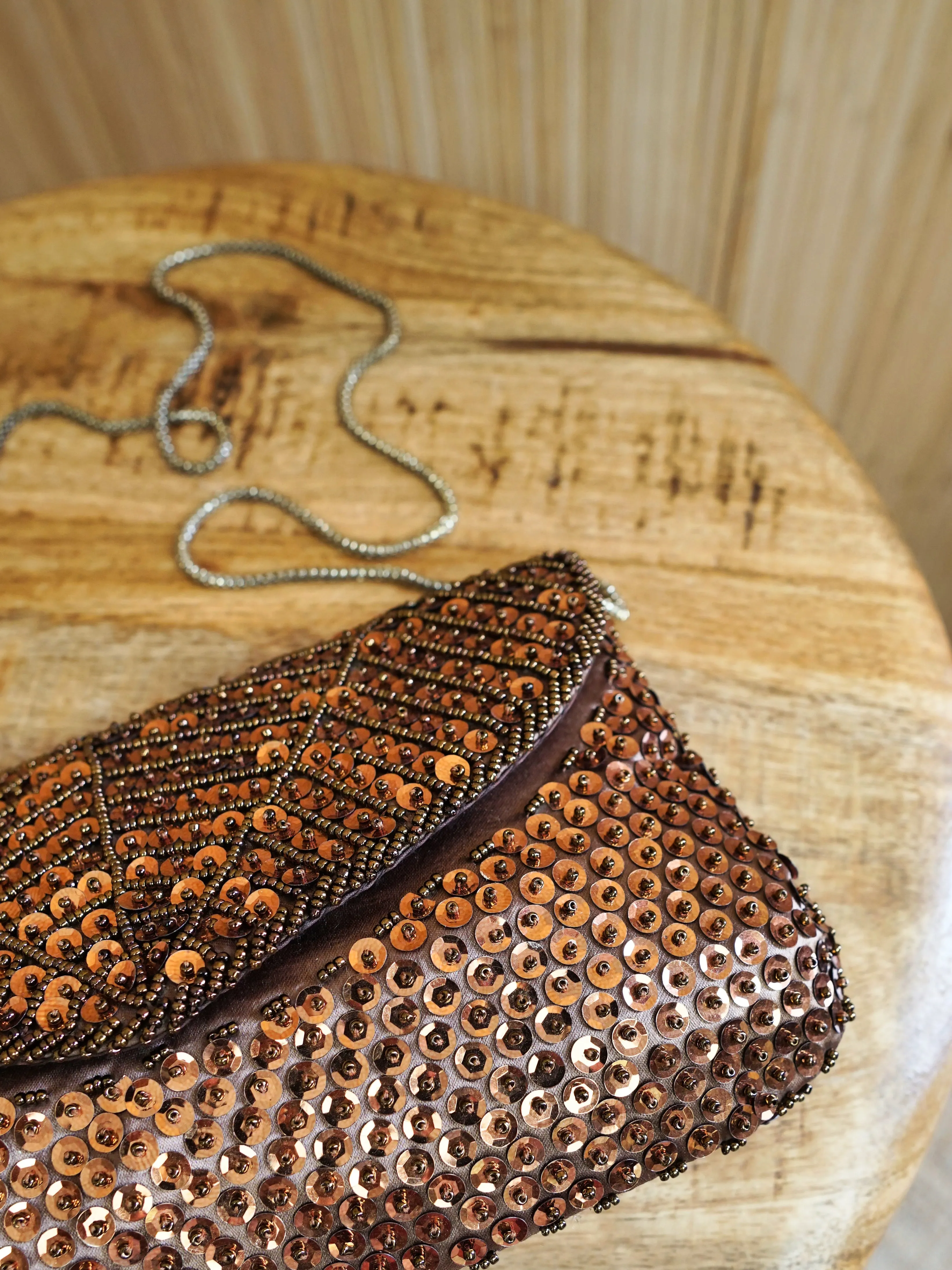 Vintage Bronze Silk Sequin Bag