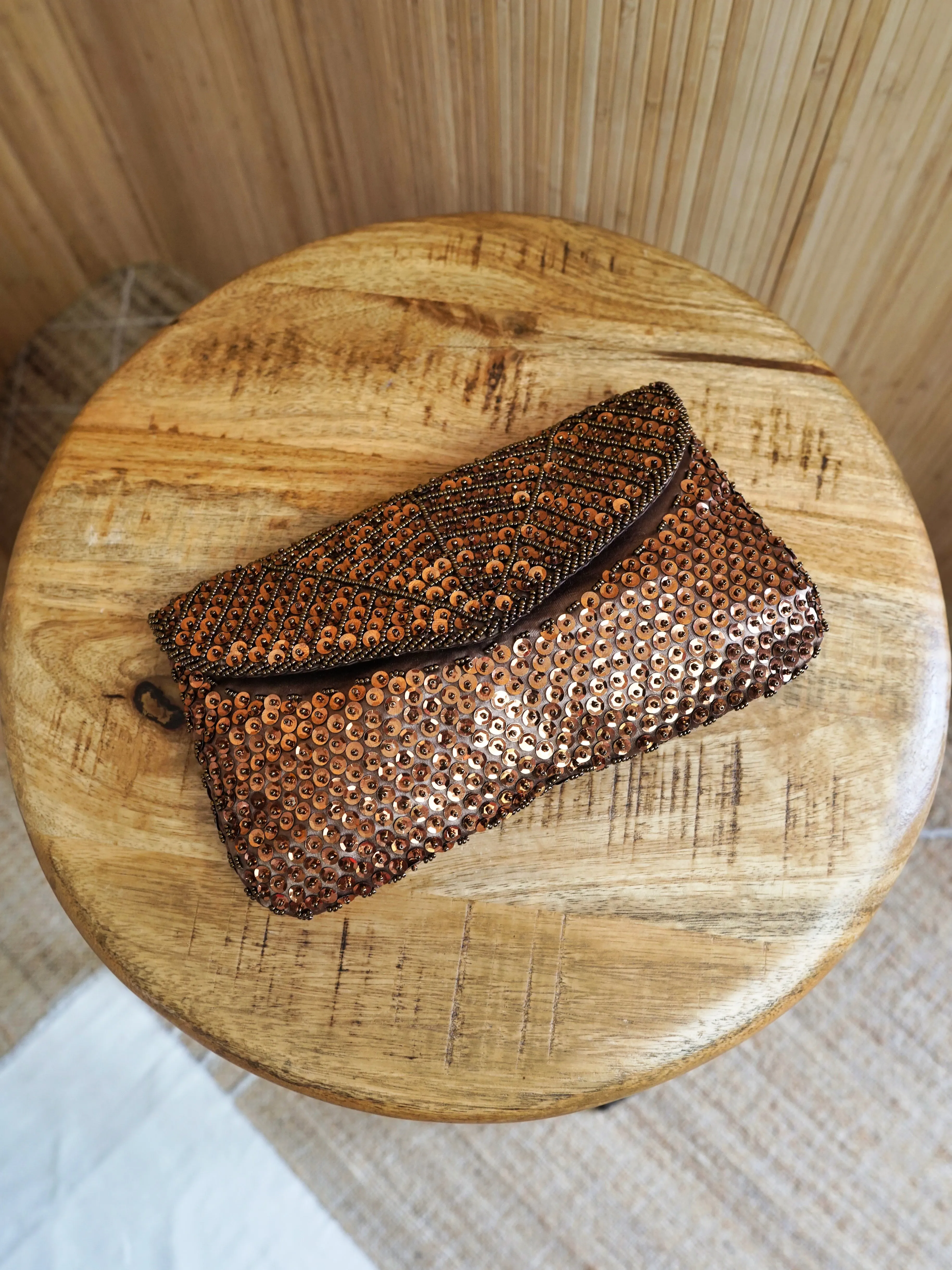 Vintage Bronze Silk Sequin Bag