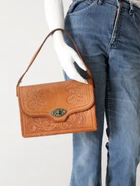 vintage southwestern tooled leather bag