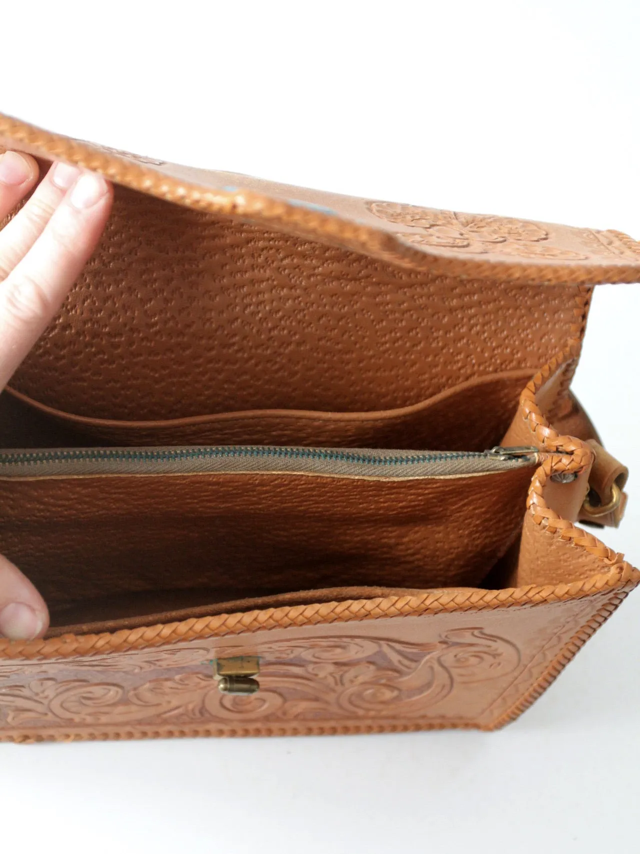 vintage southwestern tooled leather bag