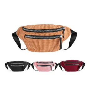 Waist Pack Womens Belt Bag Corduroy Fanny Pack Designer Fashion Zipper Chest Bag Hot Bum Bag Vintage Style Phone Pouch