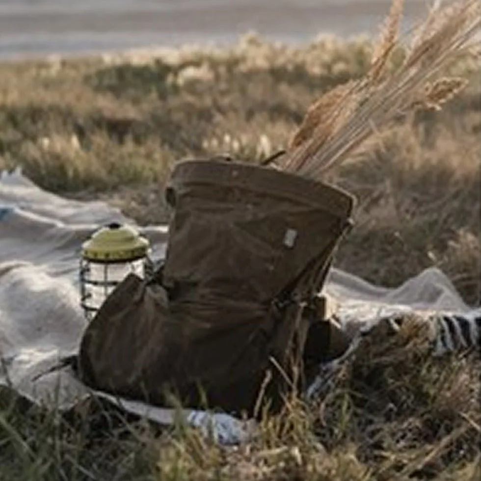 Waxed Canvas Gathering Bag - Dark Khaki