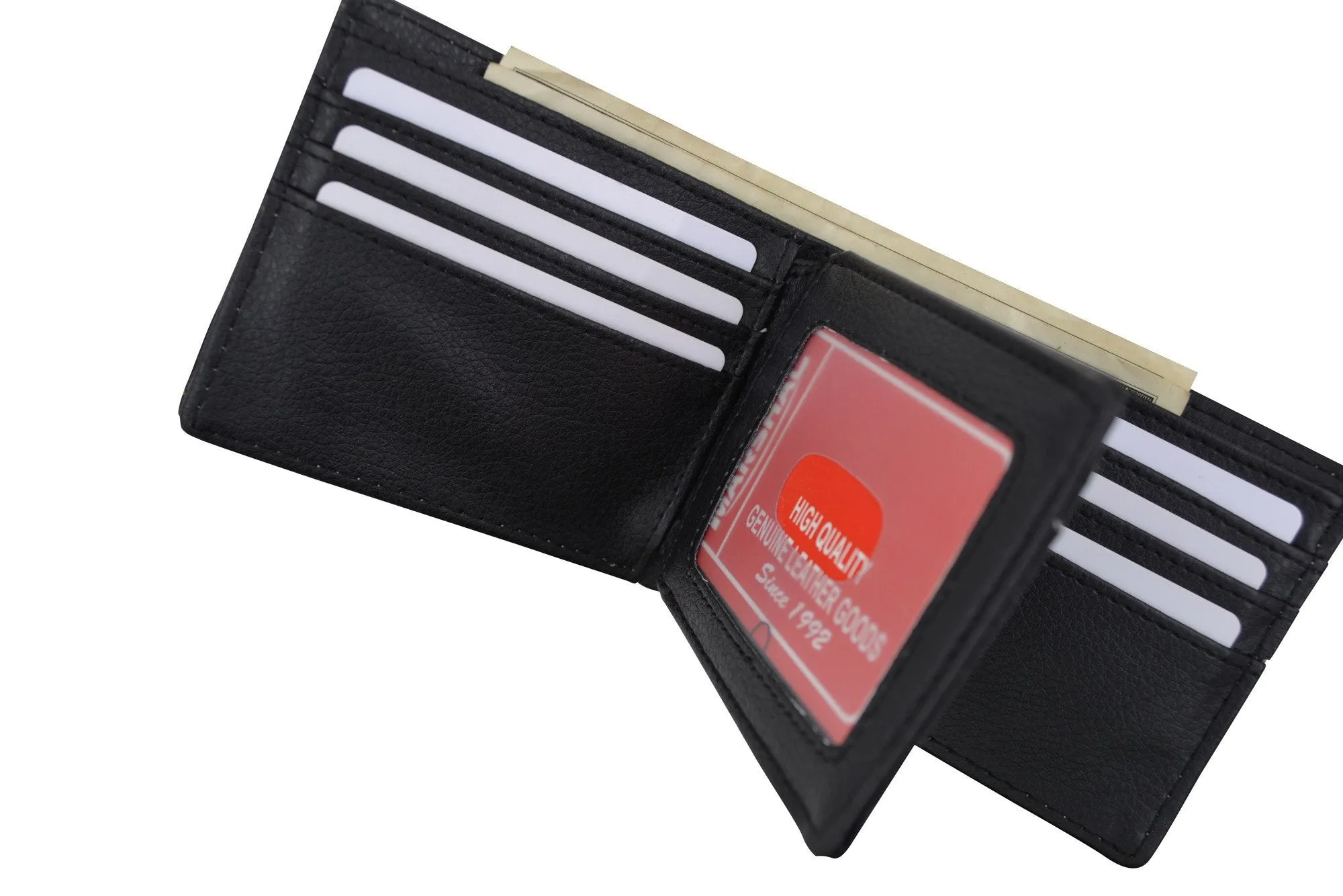 Western Virgin Mary Badge Ostrich Print PU Leather Bifold Black Wallet W012-17-OSTRICH-BK (C)