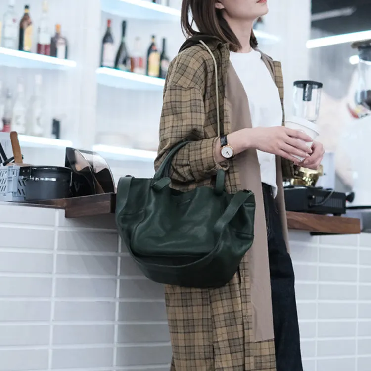 Womens Genuine Leather Bucket Bags Brown Leather Crossbody Bag