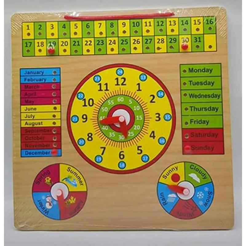 Wooden Calendar Multifunctional Teaching Board (Montessori Educational Toy)