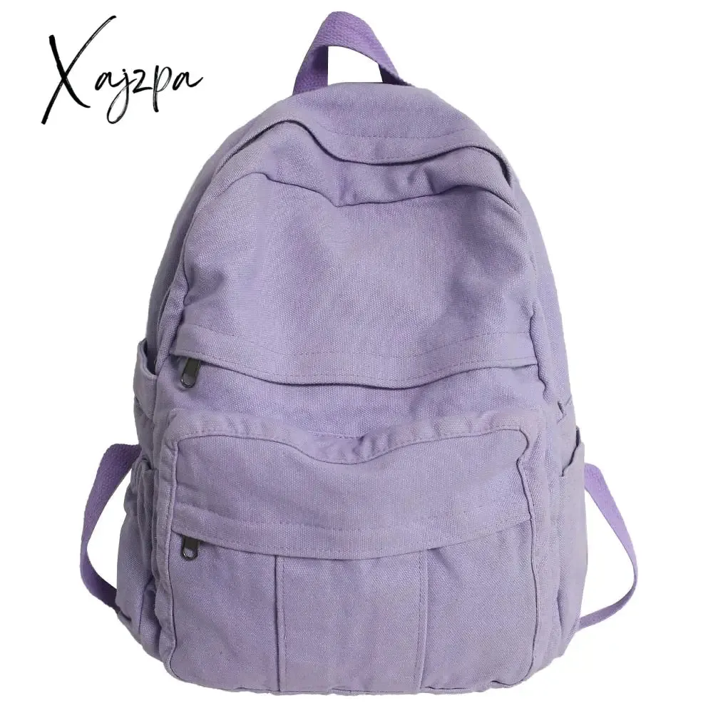 Xajzpa - Girl Fabric School Bag New Fashion College Student Vintage Women Backpack Canvas Female Laptop Bag Travel Kawaii Ladies Backpack