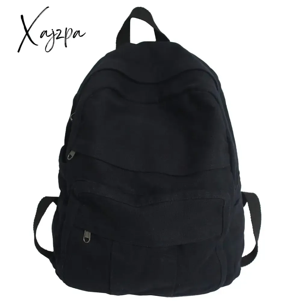 Xajzpa - Girl Fabric School Bag New Fashion College Student Vintage Women Backpack Canvas Female Laptop Bag Travel Kawaii Ladies Backpack