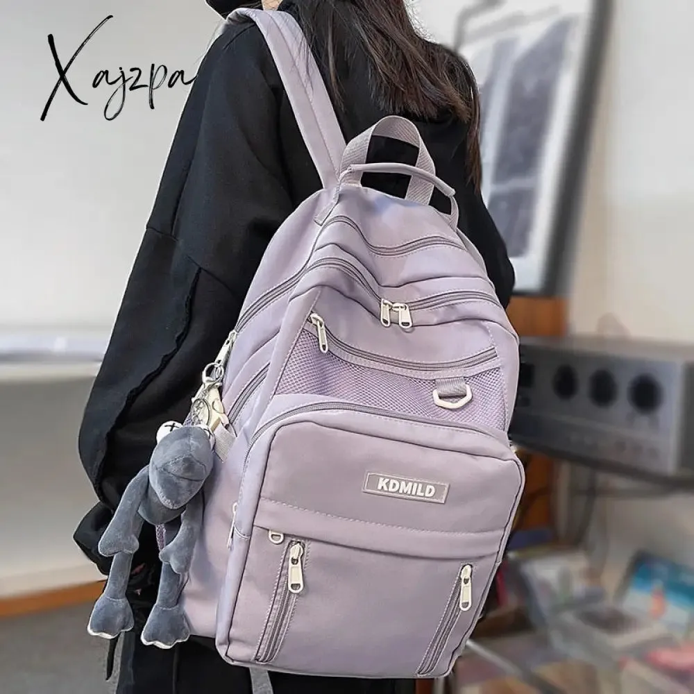 Xajzpa - Nylon Male Female Waterproof Purple College Backpack Men Women Laptop Bag Cool Boy Girl Travel Bags Fashion Lady Backpack Trendy