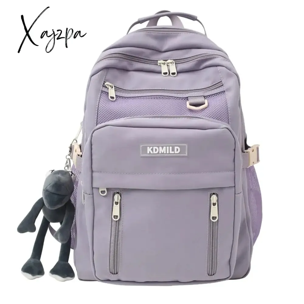 Xajzpa - Nylon Male Female Waterproof Purple College Backpack Men Women Laptop Bag Cool Boy Girl Travel Bags Fashion Lady Backpack Trendy