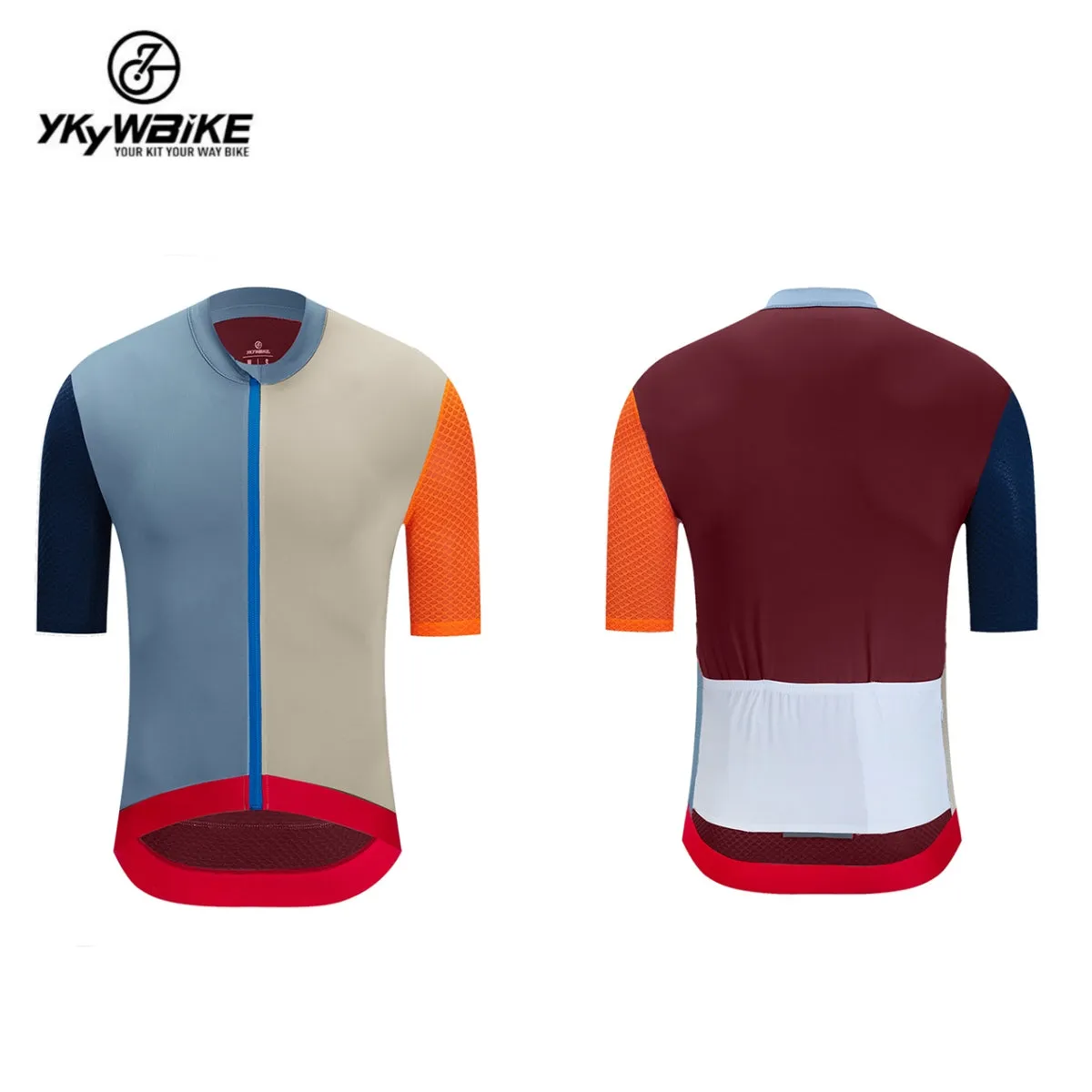 YKYW 2024 Men's New Cycling Jersey Moisture Wicking Quick Dry Multiple Color Combinations Colorblocking Gray Black