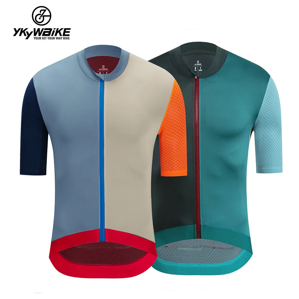 YKYW 2024 Men's New Cycling Jersey Moisture Wicking Quick Dry Multiple Color Combinations Colorblocking Gray Black