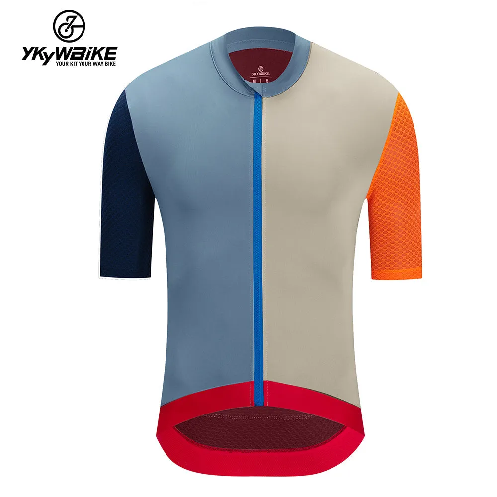 YKYW 2024 Men's New Cycling Jersey Moisture Wicking Quick Dry Multiple Color Combinations Colorblocking Gray Black