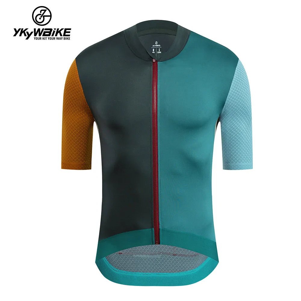 YKYW 2024 Men's New Cycling Jersey Moisture Wicking Quick Dry Multiple Color Combinations Colorblocking Gray Black