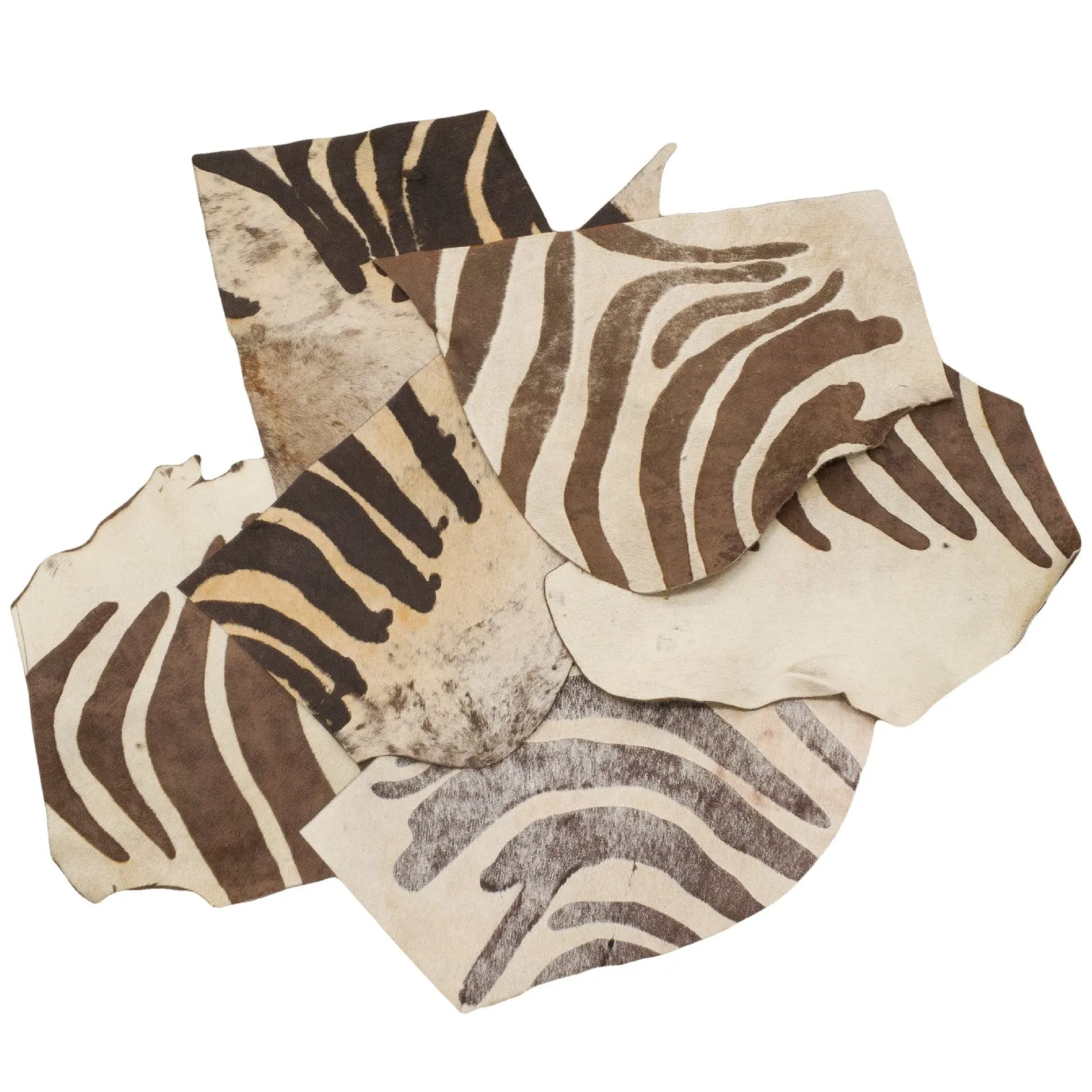 Zebra Print Hair On Cow, Scrap Mix, 1-3 oz 1 pound Bag